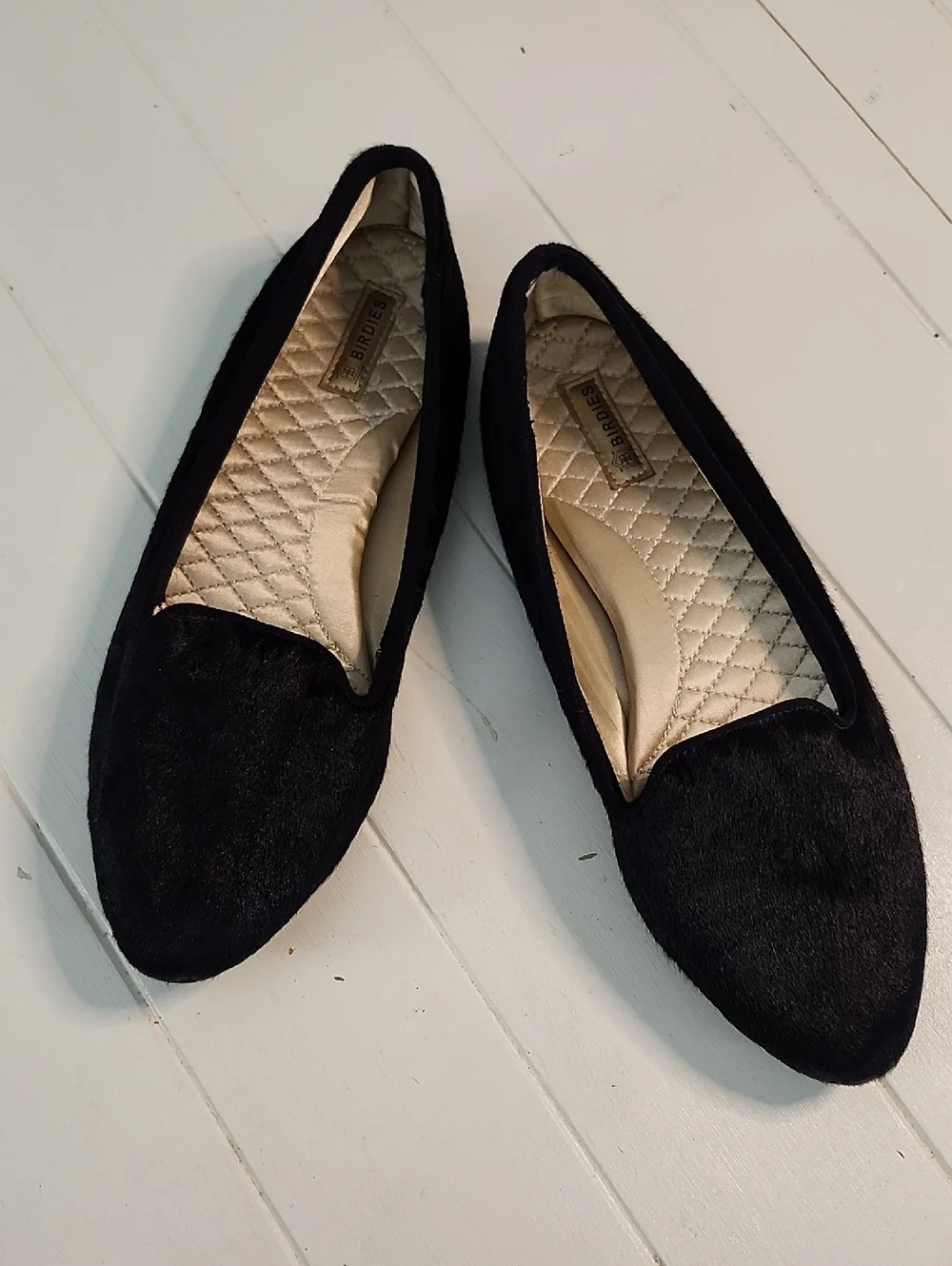 Birdies Blackbird Calf Hair Loafer Flats Smoking Slippers Size 9.5